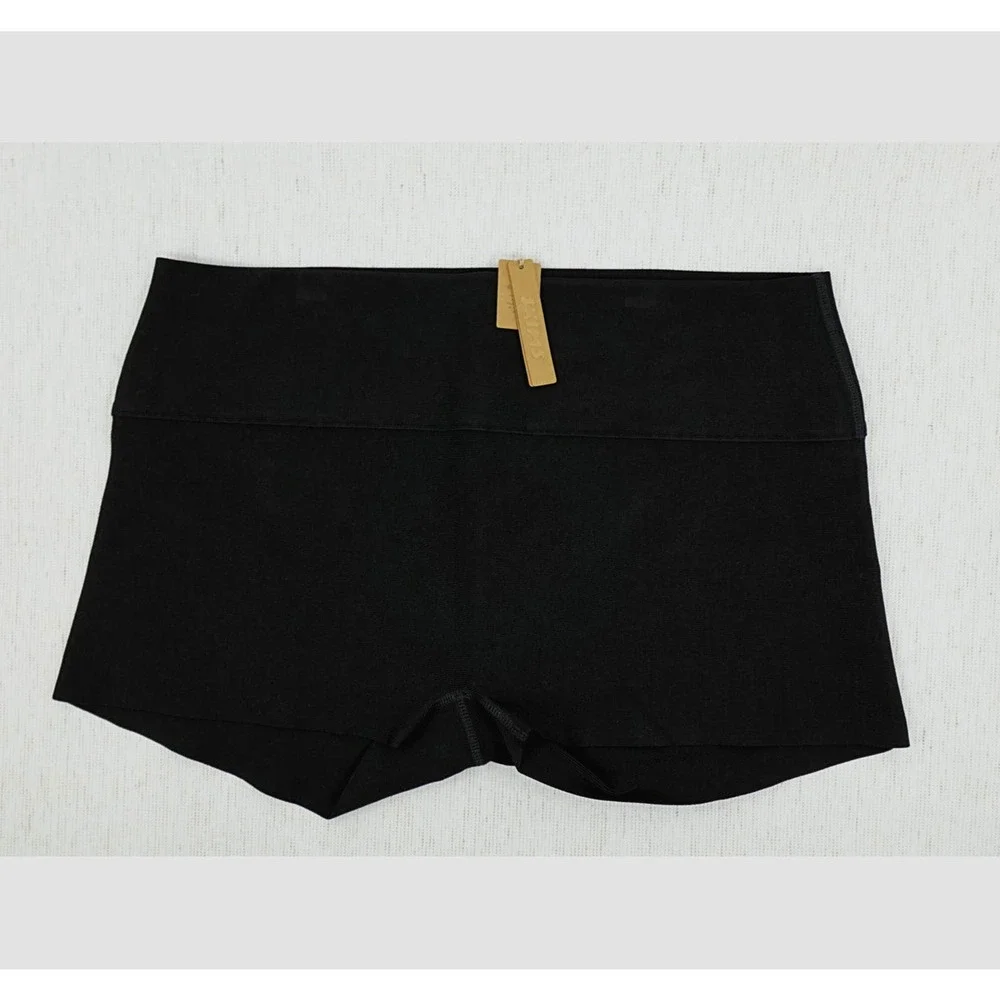 Skims Swim‎ Shorts 4X Onyx Textured Mid-Waist Shape Tummy Control Sporty Resort
